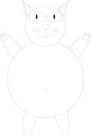 funny cat with glasses as a graphic sketch