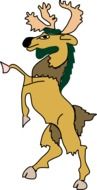drawing of a moose standing on its hind legs