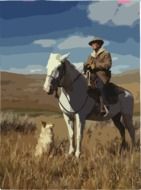 cowboy on a horse on the prairie