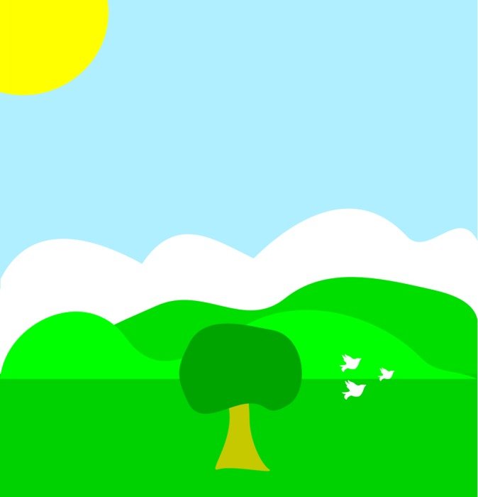 computer-drawn spring landscape