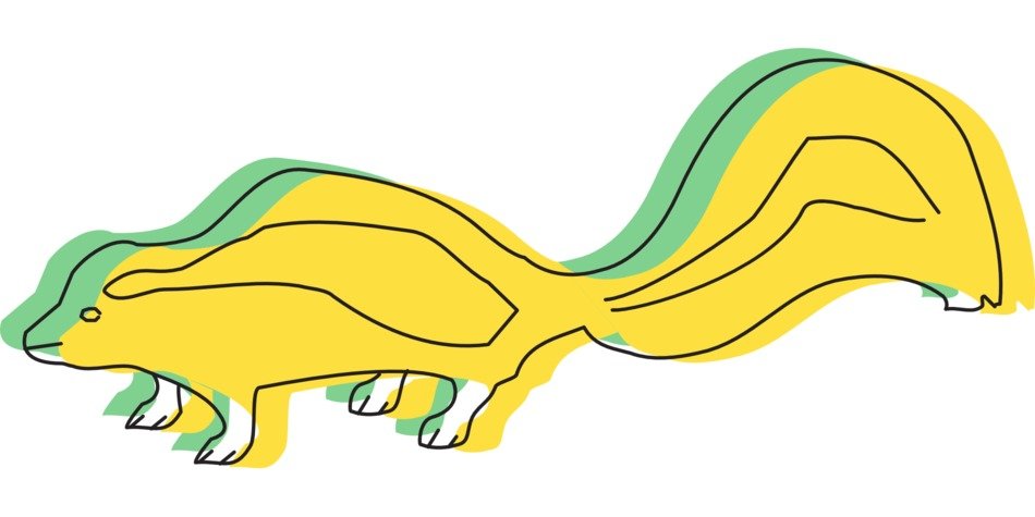 İllustration of Green and Yellow skunk