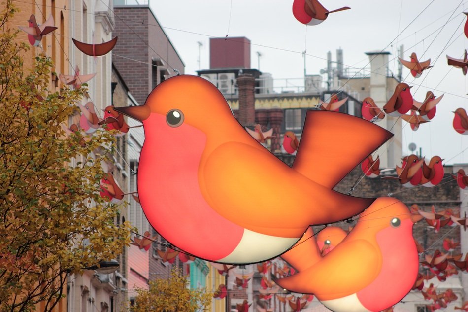 painted bird on the street in London