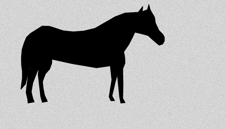 drawn black horse silhouette on a grey background