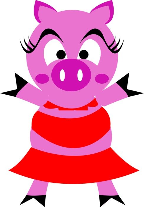 cartoon Pig in red dress