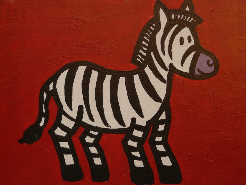 children's drawing with the image of a zebra