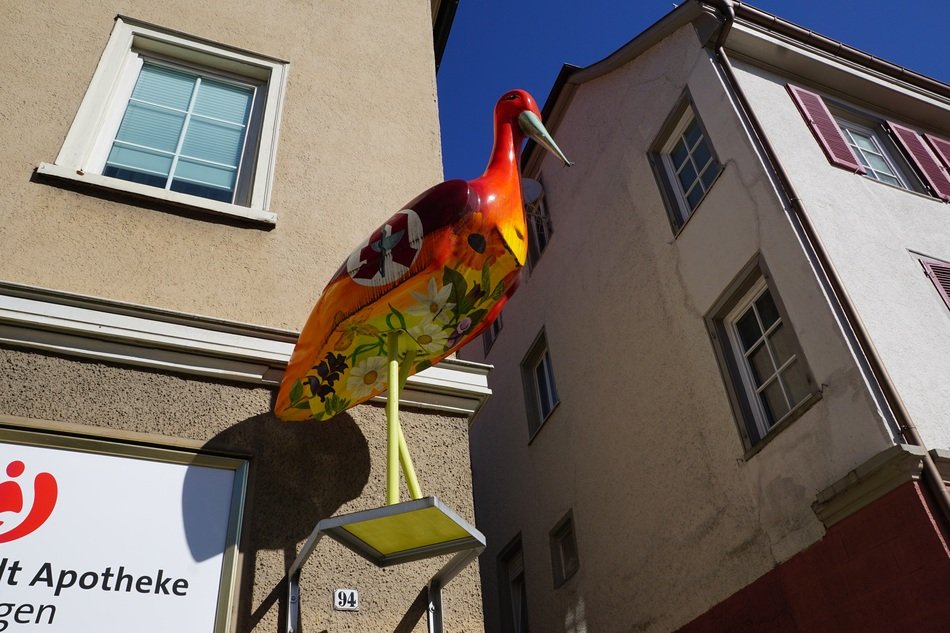 Stork on the facade