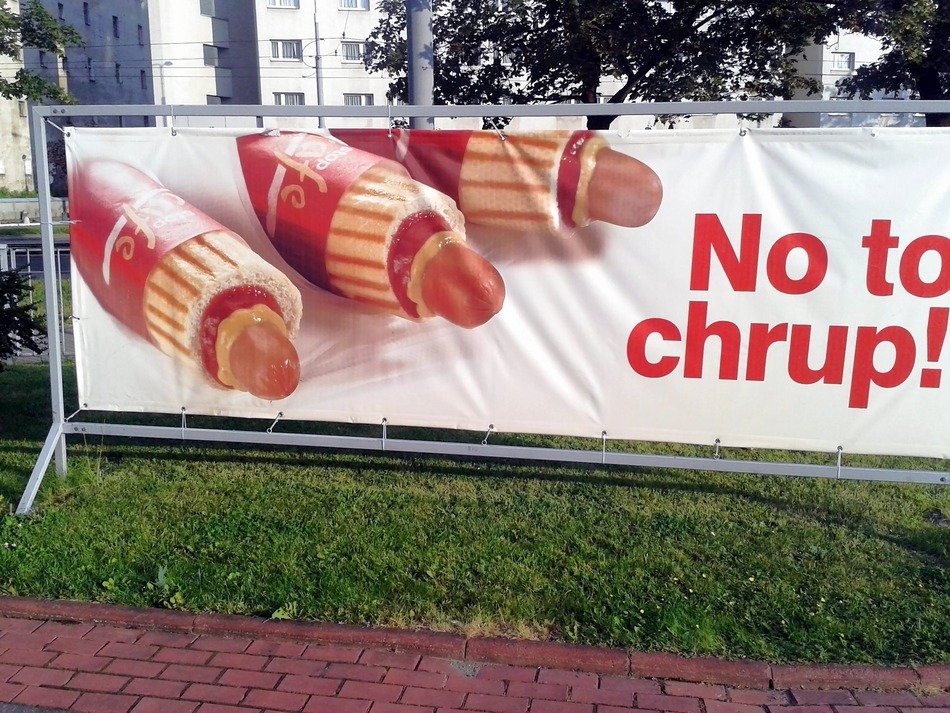 Hot dog advertisement in Warsaw