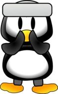 Penguin with wings at beak, Linux Mascot