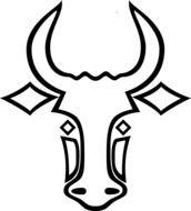 Black and white drawing of the bull head