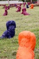 multi-colored statues in the park for dogs