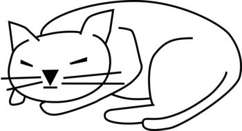 BLack and white drawing of the sleeping cat clipart