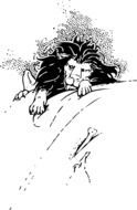 Black and white drawing of the lion clipart