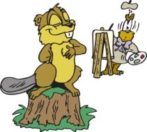 graphic image of a beaver in front of an artist