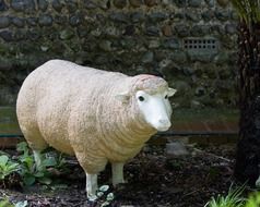 ceramic sheep in the garden