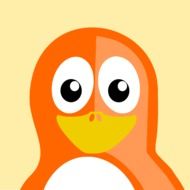 graphic image of an orange penguin