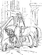 Horse with Puppy dog artistic sketch