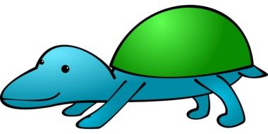 painted blue turtle with green shell