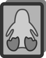 Penguin, greyscale icon with shadow