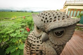 owl, sculpture at house, thailand