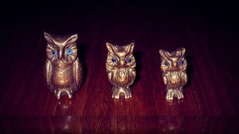 gold Statues of Owl Birds