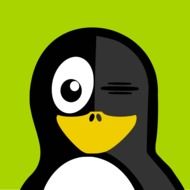 cartoon winking penguin
