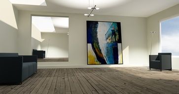 interior of a picture gallery in 3d graphics