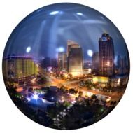 Landscape of the city on the ball clipart