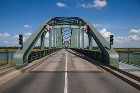 road on the steel suspension bridge