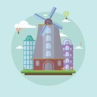 Amsterdam windmill drawing