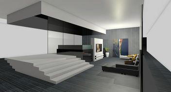 living room in 3d graphics