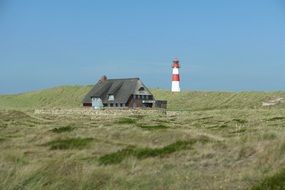 lighthouse on a hill near the north sea