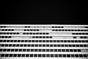 black and white picture of a business building