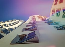 skyscraper with unusual windows in Dusseldorf