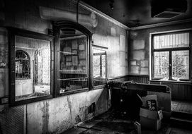 black and white photo of a lost building