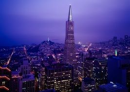 transamerica pyramid in San Francisco at night