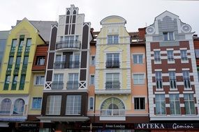 facades of buildings in the city center