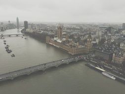 Bridge over the river Thames in London a bird's-eye view