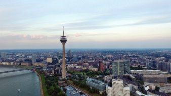 television tower over the city of dÃ¼sseldorf