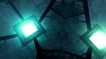 blue backlit squares