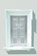 white shutters on the facade of the house