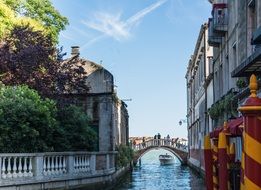 tourist canal panorama in Venice, Italy