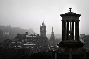 black and white photo of houses in Edinburgh