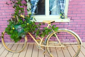 The bike is Decorated with flowers