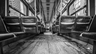 Salon of public transport, black and white