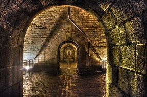 stone arched Passage in old building, france, morlaix