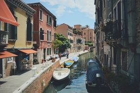 boats on the water channel in venice