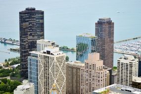 skyscrapers in downtown at lake, usa, illinois, chicago