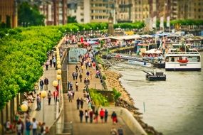 crowd of people on the rhine promenade