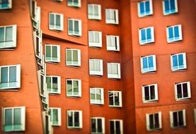orange Facade with Glass Window Architecture