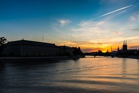 landscape on the river at dusk